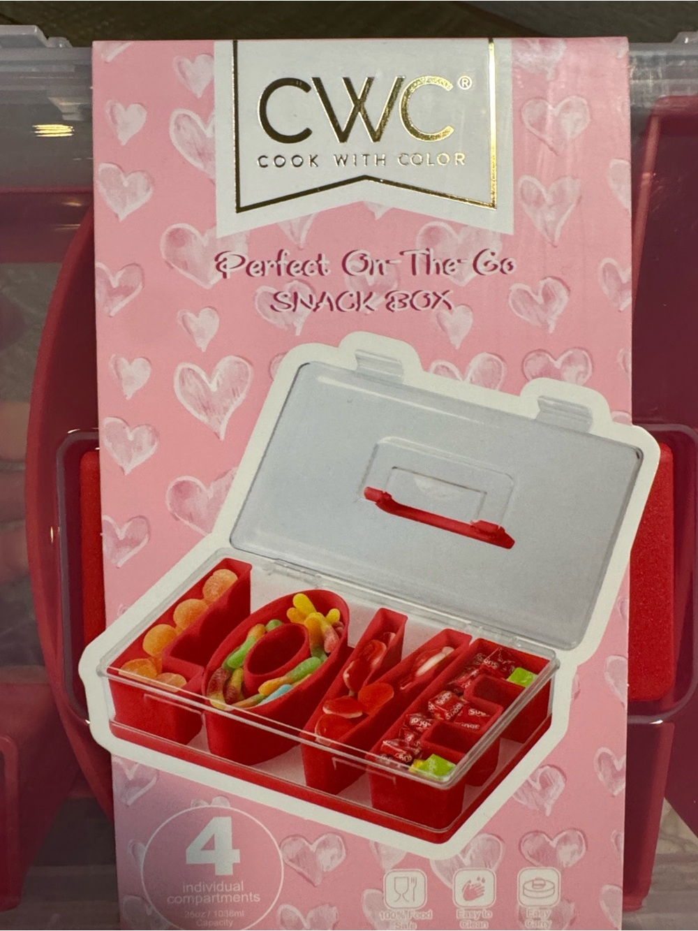 CWC Cook With Color Red 'LOVE' Snackle Gift Charcuterie Box - 4 Compartments - Picture 2 of 4